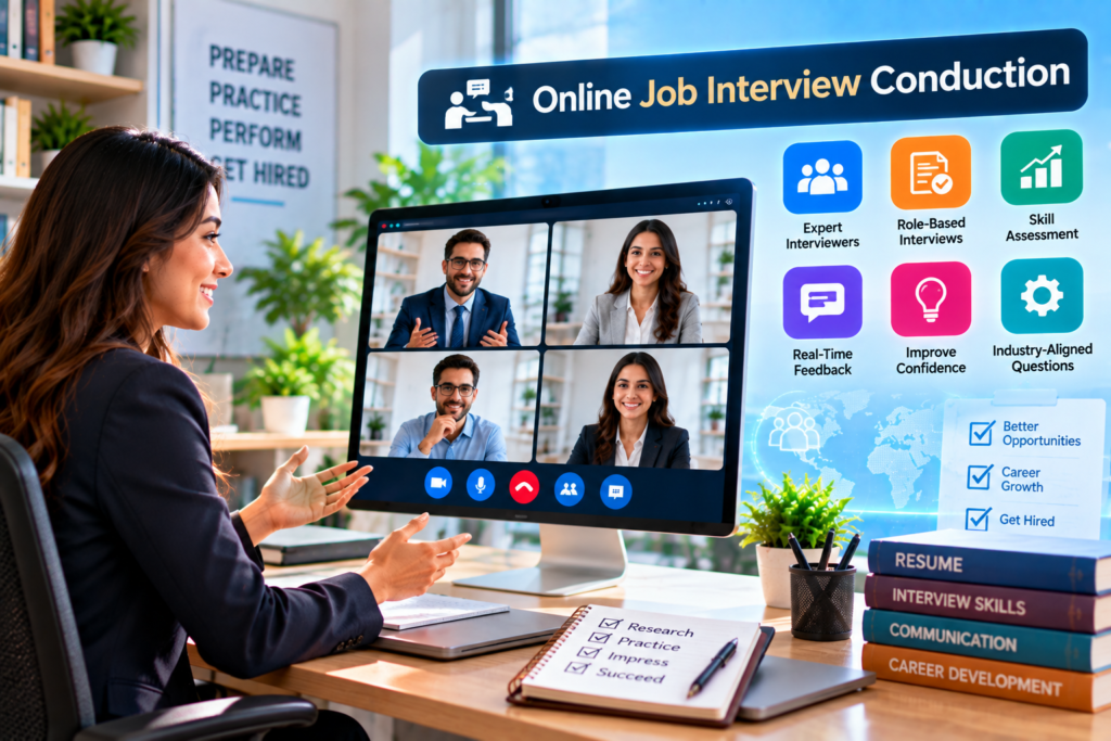 Online job interview conduction with professional interviewers