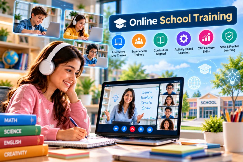 Online school training for interactive learning and student development